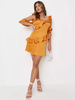 Robes de soirée Orange Sweetheart Neck Ruffles Demi-manches Robe semi-formelle extensible dété