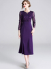 Robes de soirée pour femmes Robe semi-formelle brodée à col bijou violet