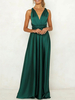Robes de soirée pour femmes vert foncé col en V à lacets dos nu longue robe formelle