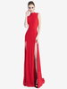 Robes De Soirée Robe Fendue Semi-Formelle Rouge À Col Bijou Sans Manches À Fente Haute