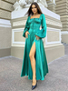 Robes de soirée Robe longue de bal plissée à manches longues et col bateau bordeaux