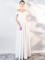 Robes De Soirée Robe Semi-formelle Blanche À Col Bateau Robe Longue