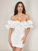 Robes De Soirée Robe Semi-formelle Blanche À Col Bateau Sans Manches