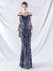 Robes de soirée Robe semi-formelle bleu marine foncé col bateau sans manches épaule ouverte