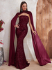 Robes De Soirée Robe Semi-Formelle Cape À Paillettes Sans Bretelles Dos Nu