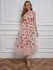 Robes de soirée Robe semi-formelle en polyester rose sans manches dos nu en polyester