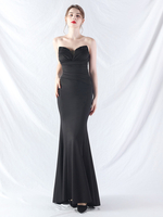 Robes de soirée Robe semi-formelle noire sans bretelles à paillettes