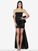 Robes De Soirée Robe Semi-formelle Noire Sans Bretelles Avec Grand Nœud