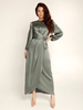 Robes de soirée Robe semi-formelle nouée à manches longues plissée