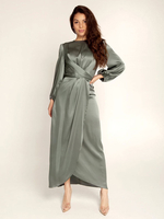 Robes de soirée Robe semi-formelle nouée à manches longues plissée