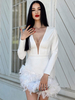 Robes De Soirée Robe Semi-Formelle Plume Col En V Manches Longues