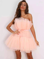 Robes De Soirée Robe Semi-formelle Sans Bretelles Plissée Avec Ceinture