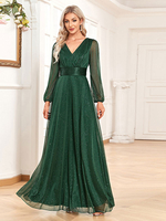Robes De Soirée Robe Semi-formelle Transparente À Col En V Vert Foncé