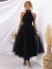 Robes De Soirée Robe Semi-formelle Violette Plissée À Col Haut Sans Manches