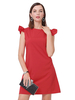 Robes de soirée rouge bijou cou sans manches longueur genou robe semi-formelle