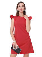 Robes de soirée rouge bijou cou sans manches longueur genou robe semi-formelle
