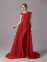 Robes de soirée Ruby Lace Tulle Backless Dress formelle avec le train