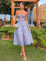 Robes De Soirée Sans Bretelles En Dentelle Robe Semi-Formelle À Épaule Ouverte