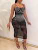 Robes de soirée sexy sans manches à bretelles et strass de grande taille
