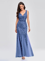 Robes De Soirée Sirène Robe Maxi Semi-formelle Sans Manches À Col En V