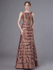 Robes de Soirée Taffetas Maxi Tiered Brown Une Ligne Robes Formelles