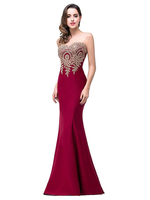 Robes de Soirées Longues de Sirènes Femmes Sexy avec Epaule Dénudée Coupe Cintrée avec Dos Nu Coupe Cintrée Bas Evasée Bicolores