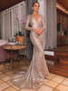 Robes de Soirées Longues en Paillettes Robes de Sirènes avec Manches Longues à Col Décolleté en V avec Dos Nu à Lacets Coupe Cintrée Unicolore Robe Sexy