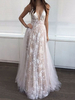 Robes de Soirées Longues Etés Sexy Imprimés robe fleurie en Mousselines avec Bretelles à Col Décolleté en V Coupe Cintrée Bas Evasée Unicolore
