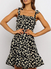 Robes de tournesol sans manches imprimé floral dos nu sexy robe d\