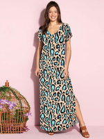 Robes Droite Col V Manches Courtes Imprimé Floral Décontracté À Lacets Robe Tube Asymétrique Noir