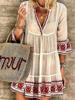 Robes droites attrayante robe tube bicolore surdimensionnée en coton abricot léger