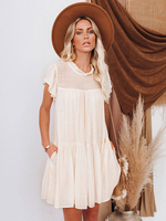 Robes Droites Beige Col Rond Robe Simple Moderne Pour Adultes