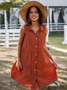 Robes Droites Courtes Femmes Décontractés à Col Revers sans Manches avec Boutons Unicolore Robes Sexy