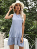 Robes droites Fabuleux bleu gris bijou col volants polyester robe tunique surdimensionnée à pois