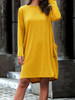 Robes droites Manches longues Décontractée Col bijou Robe tube jaune