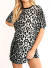 Robes droites motif imprimé léopard col bijou polyester fabuleuse robe tunique midi