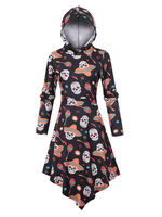 Robes droites pour femmes Robe tube fabuleuse imprimée en polyester orange à capuche