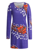 Robes droites pour femmes Robe tube moderne imprimée en polyester à col bijou violet
