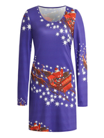 Robes droites pour femmes Robe tube moderne imprimée en polyester à col bijou violet