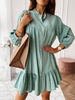Robes droites Robe tube attrayante en polyester à manches longues et col bijou bleu pastel