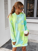 Robes droites Robe tunique imprimée polyester à capuche fabuleuse verte