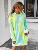 Robes droites Robe tunique imprimée polyester à capuche fabuleuse verte