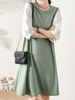 Robes droites Robe tunique mi-longue vert matcha à col bijou