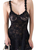 Robes en Dentelle Noir Bretelles Cou Sans Manches Épaule Ouverte Dentelle Décontractée Robes Midi