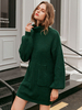 Robes en Mailles Courtes Droites Femmes avec Col Montant avec Manches Longues Amples avec Poches Unicolore