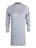 Robes en Mailles Courtes Femmes à Col Rond avec Manches Longues Moulantes Unicolore