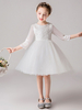 Robes Enfant Robe de Fille de Fleur A-Ligne Manches Mi-Longues Robe de Bal Simple
