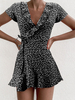 Robes Etés Femmes Imprimés robe fleurie Courtes à Col V avec Manches Courtes Coupe Cintrée à Lacets Bas Evasée Multicolores Robes Sexy