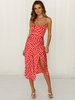 Robes Etés Imprimés Moulantes Longues Femme Sexy avec Bretelles à Col Décolleté en V Coupe Cintrée avec Fente Bicolores Robes Sexy