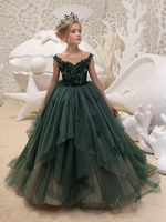 Robes Fille De Fleur Robe Princesses à Bretelle Avec Traîne En Dentelle Tulle Robe Rétro d\